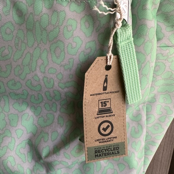 JanSport Backpack Cross Town Green Digital Cheetah Print School Bag Lime NWT NEW - Picture 2 of 7